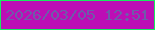文字の大きさ：3、枠の色：18ea5f、背景の色：bc0eb5、文字の色：6e5caa 無料ブログパーツのブログ時計