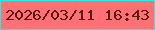 文字の大きさ：5、枠の色：18f2eb、背景の色：ff7175、文字の色：581d10 無料ブログパーツのブログ時計