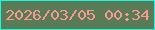 文字の大きさ：2、枠の色：18fae5、背景の色：597c57、文字の色：fa9994 無料ブログパーツのブログ時計