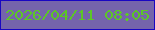 文字の大きさ：4、枠の色：1906c2、背景の色：7564ab、文字の色：5cc726 無料ブログパーツのブログ時計