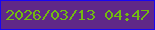 文字の大きさ：5、枠の色：1906f3、背景の色：602888、文字の色：72bb10 無料ブログパーツのブログ時計