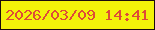 文字の大きさ：3、枠の色：190a0e、背景の色：f2f209、文字の色：de4b37 無料ブログパーツのブログ時計