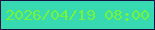 文字の大きさ：2、枠の色：190f43、背景の色：37dab0、文字の色：72f43a 無料ブログパーツのブログ時計