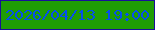 文字の大きさ：3、枠の色：190f98、背景の色：1f9d04、文字の色：054fee 無料ブログパーツのブログ時計