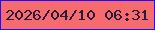 文字の大きさ：5、枠の色：190ffe、背景の色：f76a6d、文字の色：251d3a 無料ブログパーツのブログ時計
