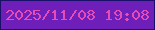 文字の大きさ：3、枠の色：19106a、背景の色：6e1fb9、文字の色：e74bb5 無料ブログパーツのブログ時計