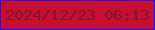 文字の大きさ：5、枠の色：1910ff、背景の色：c60f2e、文字の色：841336 無料ブログパーツのブログ時計