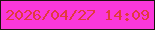 文字の大きさ：4、枠の色：19130d、背景の色：fa38da、文字の色：e23a3f 無料ブログパーツのブログ時計