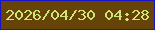 文字の大きさ：2、枠の色：1914cb、背景の色：664407、文字の色：cee57a 無料ブログパーツのブログ時計