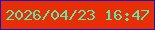 文字の大きさ：2、枠の色：1915b9、背景の色：e72e05、文字の色：60e8a2 無料ブログパーツのブログ時計