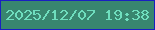 文字の大きさ：1、枠の色：191fc1、背景の色：38866f、文字の色：6fdebe 無料ブログパーツのブログ時計