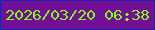 文字の大きさ：2、枠の色：1924ae、背景の色：730f96、文字の色：7dfd09 無料ブログパーツのブログ時計