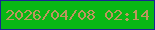 文字の大きさ：3、枠の色：192593、背景の色：08b714、文字の色：bc965e 無料ブログパーツのブログ時計