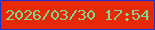 文字の大きさ：3、枠の色：1931cb、背景の色：e72909、文字の色：82d989 無料ブログパーツのブログ時計