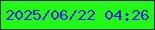 文字の大きさ：3、枠の色：19344a、背景の色：23f917、文字の色：1d22e1 無料ブログパーツのブログ時計
