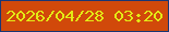 文字の大きさ：4、枠の色：193674、背景の色：d1490a、文字の色：e3ea16 無料ブログパーツのブログ時計