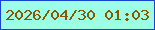 文字の大きさ：2、枠の色：1943cf、背景の色：9cfee4、文字の色：885700 無料ブログパーツのブログ時計