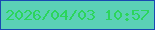 文字の大きさ：3、枠の色：1949b2、背景の色：5bd1b6、文字の色：2bd55c 無料ブログパーツのブログ時計