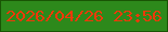 文字の大きさ：5、枠の色：195504、背景の色：2d891b、文字の色：ee3909 無料ブログパーツのブログ時計