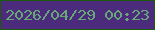 文字の大きさ：1、枠の色：195a0b、背景の色：4c2a7c、文字の色：66a878 無料ブログパーツのブログ時計
