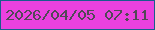 文字の大きさ：5、枠の色：195d8d、背景の色：eb41df、文字の色：524856 無料ブログパーツのブログ時計