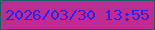 文字の大きさ：3、枠の色：195e61、背景の色：bd2b93、文字の色：2225ea 無料ブログパーツのブログ時計