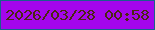 文字の大きさ：5、枠の色：19618d、背景の色：a406ec、文字の色：4b2711 無料ブログパーツのブログ時計