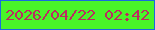 文字の大きさ：2、枠の色：196ae0、背景の色：49f429、文字の色：bb2b61 無料ブログパーツのブログ時計