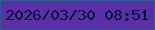 文字の大きさ：3、枠の色：196c7e、背景の色：5a2fa8、文字の色：061436 無料ブログパーツのブログ時計