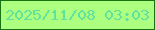 文字の大きさ：3、枠の色：197212、背景の色：adff80、文字の色：60e29e 無料ブログパーツのブログ時計