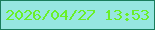 文字の大きさ：5、枠の色：197c5b、背景の色：96e6e0、文字の色：69f028 無料ブログパーツのブログ時計