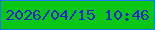 文字の大きさ：2、枠の色：197cf7、背景の色：0ac715、文字の色：1c27d0 無料ブログパーツのブログ時計