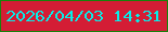 文字の大きさ：1、枠の色：19820b、背景の色：d41d35、文字の色：06ede9 無料ブログパーツのブログ時計