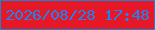 文字の大きさ：1、枠の色：1983d6、背景の色：e61828、文字の色：1e82f1 無料ブログパーツのブログ時計