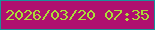 文字の大きさ：3、枠の色：19919a、背景の色：af0f6f、文字の色：abdc38 無料ブログパーツのブログ時計