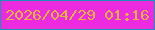 文字の大きさ：5、枠の色：1992b3、背景の色：ec2adf、文字の色：e7b33a 無料ブログパーツのブログ時計