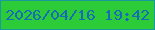 文字の大きさ：3、枠の色：199b9d、背景の色：2ccc39、文字の色：186cb7 無料ブログパーツのブログ時計