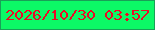 文字の大きさ：5、枠の色：19a057、背景の色：0cf966、文字の色：ed0925 無料ブログパーツのブログ時計
