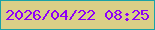 文字の大きさ：1、枠の色：19a2a6、背景の色：d9cf87、文字の色：8e00f8 無料ブログパーツのブログ時計
