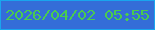 文字の大きさ：4、枠の色：19a5ee、背景の色：346dd8、文字の色：4acb4f 無料ブログパーツのブログ時計