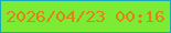 文字の大きさ：3、枠の色：19a7bb、背景の色：7ceb34、文字の色：df821b 無料ブログパーツのブログ時計