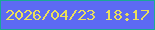 文字の大きさ：1、枠の色：19a997、背景の色：5d6af3、文字の色：ebdf5b 無料ブログパーツのブログ時計