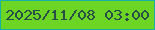 文字の大きさ：2、枠の色：19b0a4、背景の色：6dd523、文字の色：294d47 無料ブログパーツのブログ時計