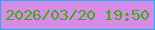 文字の大きさ：1、枠の色：19b1ef、背景の色：d78ae7、文字の色：3bad0b 無料ブログパーツのブログ時計