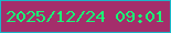 文字の大きさ：3、枠の色：19b7c9、背景の色：a42e6b、文字の色：19f976 無料ブログパーツのブログ時計