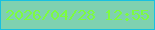 文字の大きさ：2、枠の色：19c0e0、背景の色：7fd1b0、文字の色：7dfc40 無料ブログパーツのブログ時計