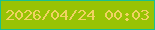 文字の大きさ：2、枠の色：19c18e、背景の色：98c304、文字の色：f0d362 無料ブログパーツのブログ時計