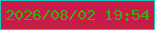 文字の大きさ：4、枠の色：19c6ba、背景の色：ca1a4c、文字の色：3ead00 無料ブログパーツのブログ時計
