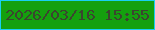 文字の大きさ：2、枠の色：19cff1、背景の色：14a00e、文字の色：3b452f 無料ブログパーツのブログ時計