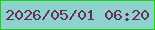 文字の大きさ：2、枠の色：19d30d、背景の色：8ed1cd、文字の色：663056 無料ブログパーツのブログ時計